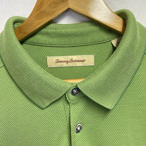 Tommy Bahama Textured Modal Short Sleeve Casual Golf Polo Shirt Men XL Green - Picture 7 of 16